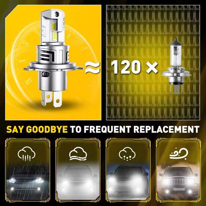 Автомобільні LED лампи 30000LM 9003 HB2 60 Вт 12 вольт