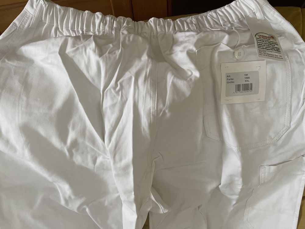 Nowe wielkie XXL robocze spodnie biale niemieckie
