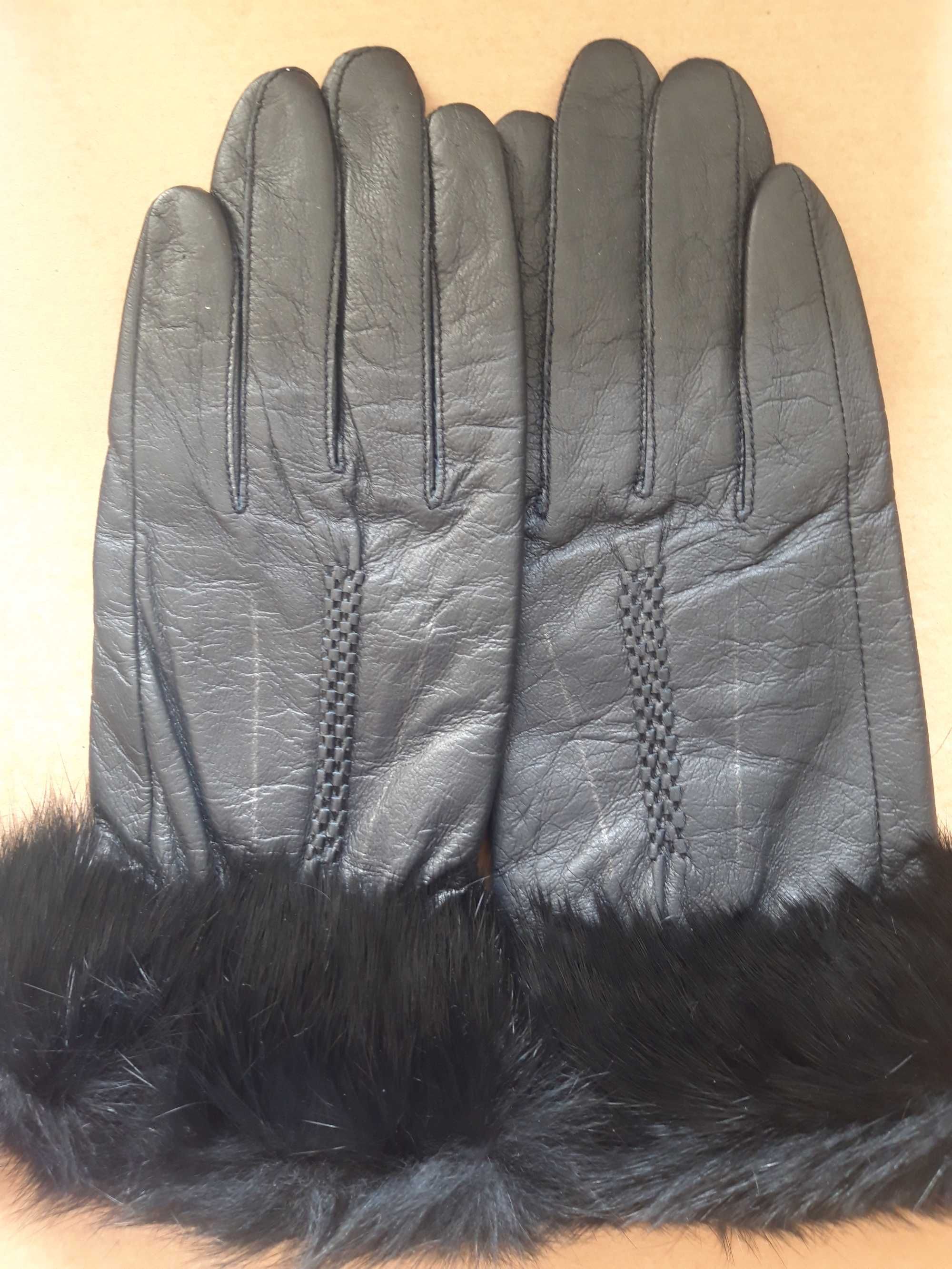 Rękawiczki skórzane czarne Damskie_małe