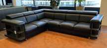 Narożnik duży sofa narożna ze skóry / składane zagłówki z półkami
