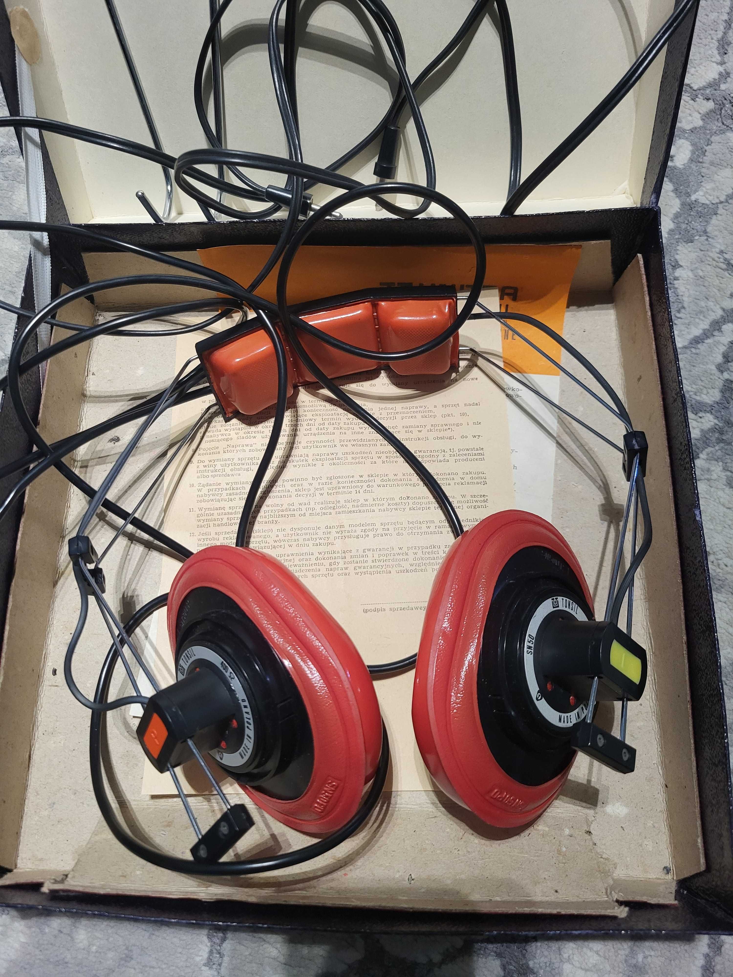 Słuchawki UNITRA TONSIL SN50 kompletne w pudełku retro PRL