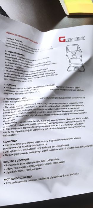 Mata masującą z pilotem
