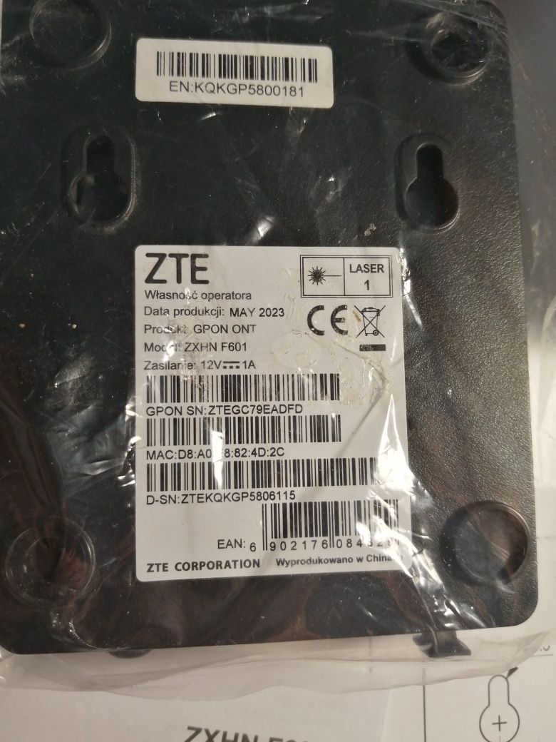 Router przewodowy ZTE ZXHN F601 GPON cały komplet wraz z opakowaniem