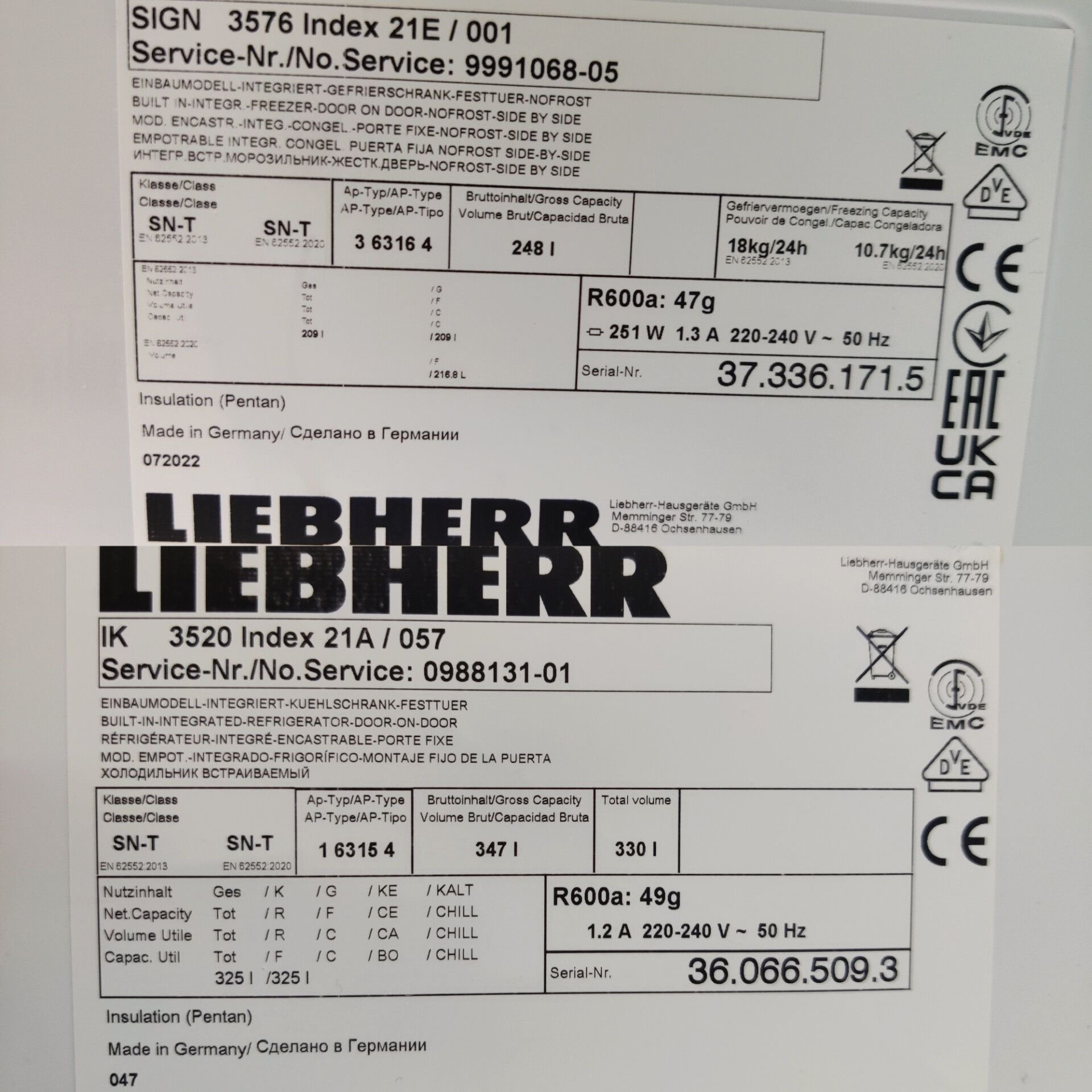 Комплект LIEBHERR™ Premium! New TOP! Морозилка/Холодильник!