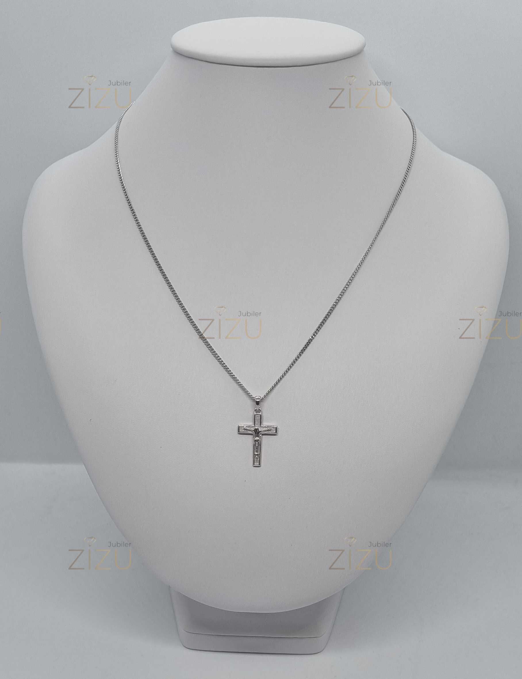 Łańcuszek srebrny z krzyżykiem z wizerunkiem Jezusa