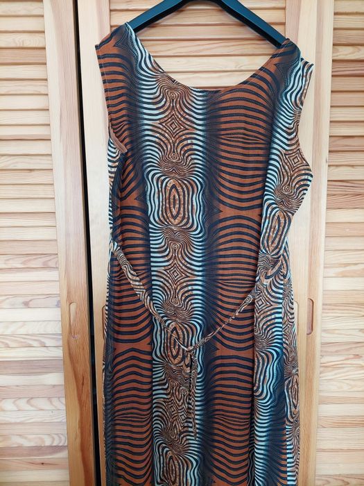 Vestido XL castanho preto e branco