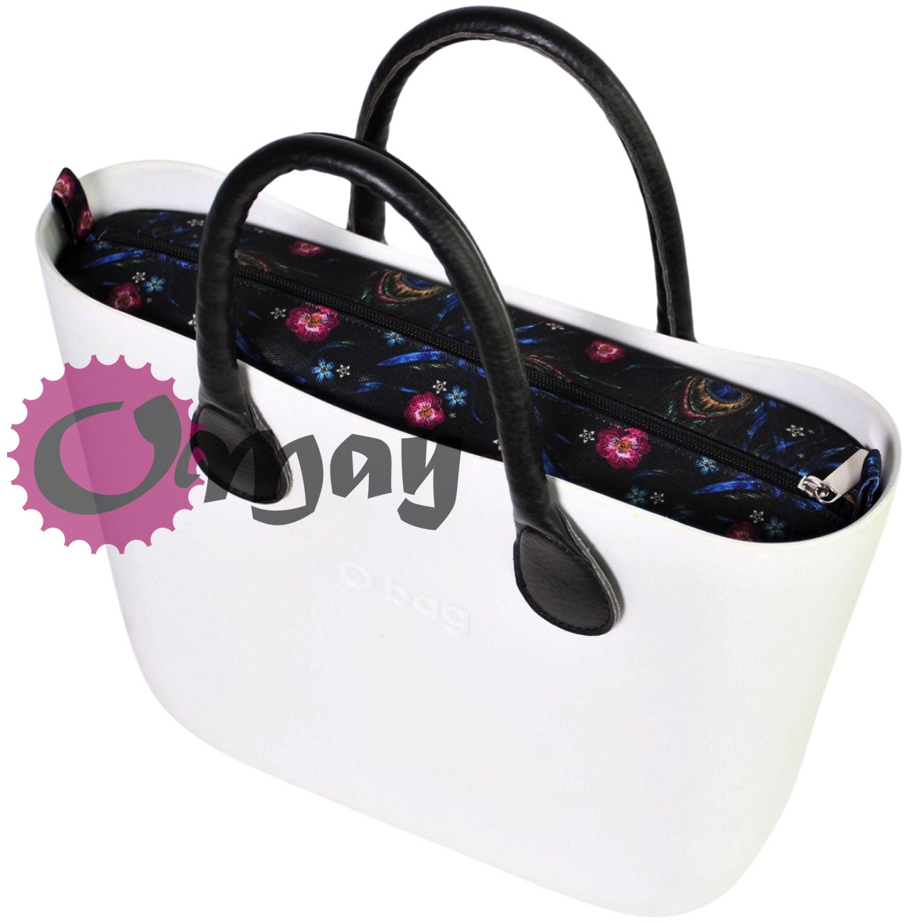 Cudny organizer OBAG MINI elegancki welur pawie 2 kieszenie wkład OMAY
