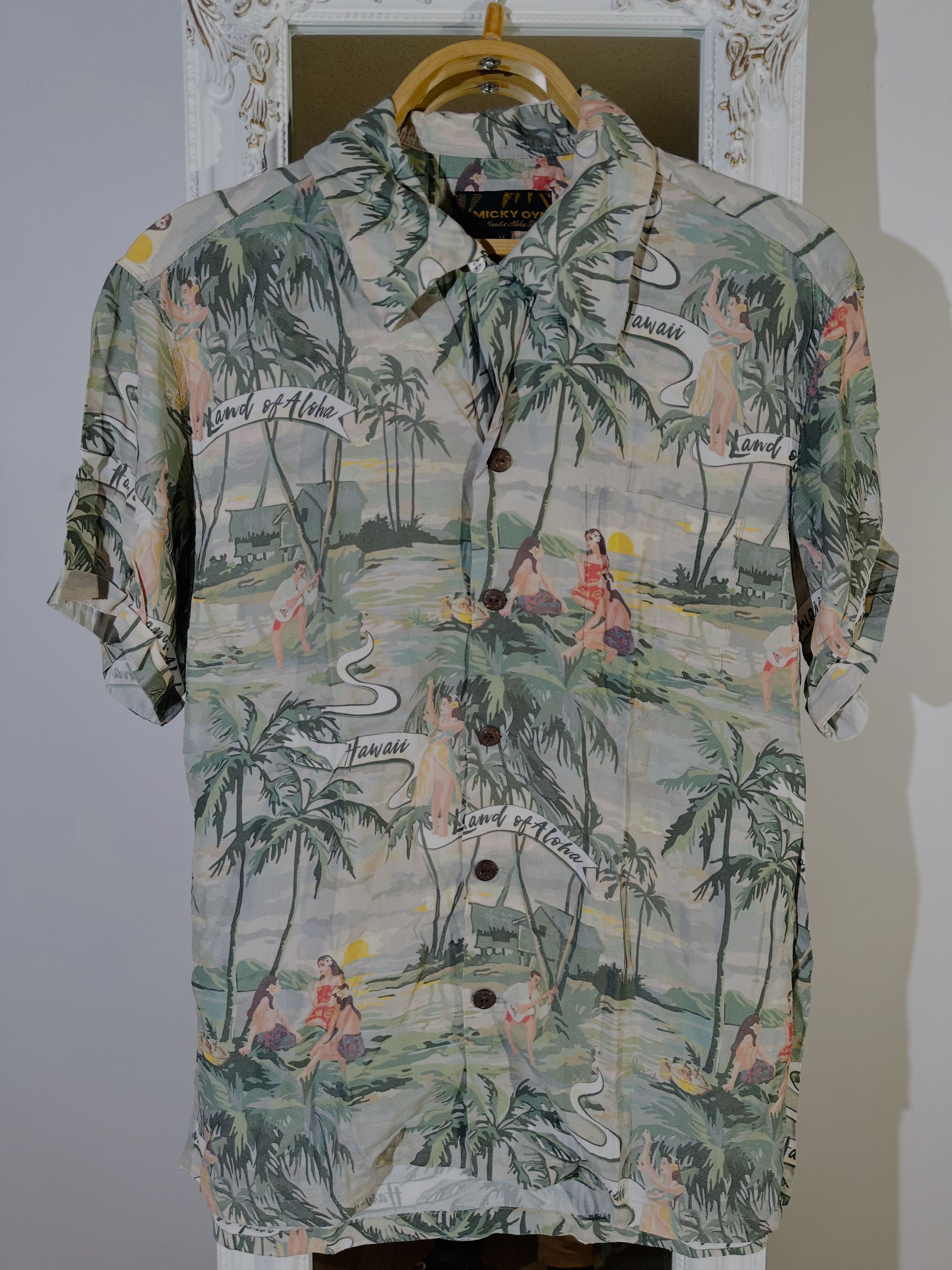 Micky Oye Land of Aloha shadow гавайская рубашка гавайка