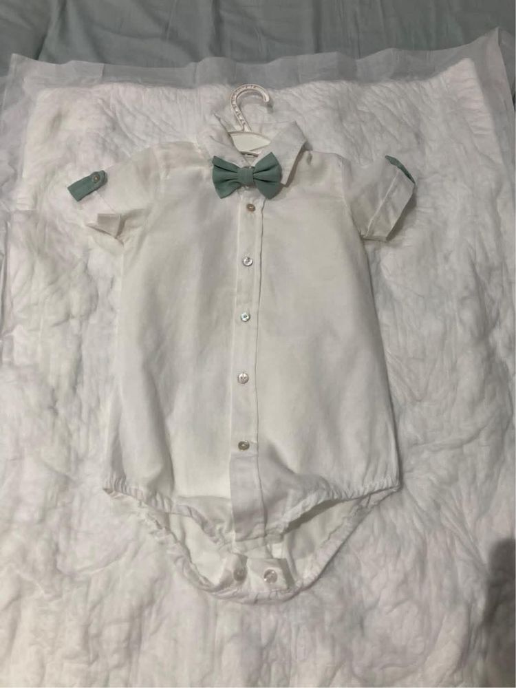 Conjunto de cerimonia para bebe 2 anos camisa/body -laço -macação