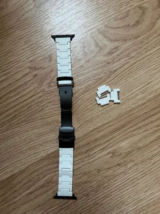 Ремешок Apple Watch 42 44 45 карбон керамика пластик белый прозрачный