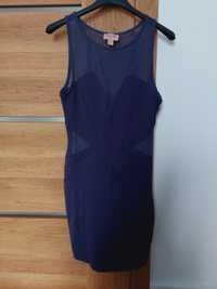Granatowa sukienka z prześwitami top shop 36