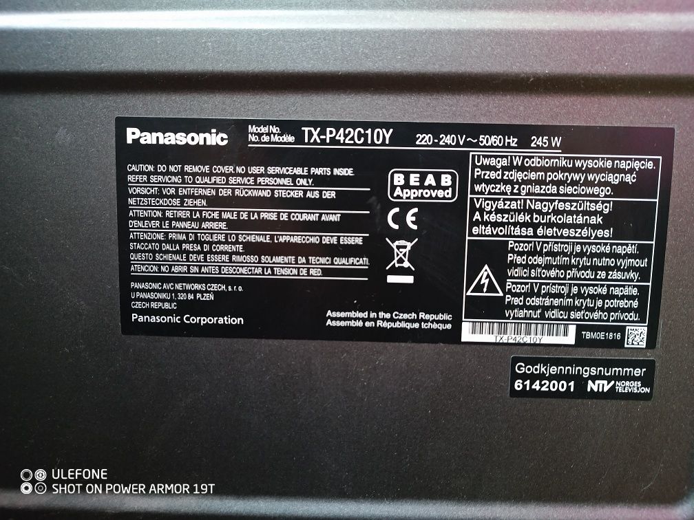 Telewizor plazmowy Panasonic 42 nie LED