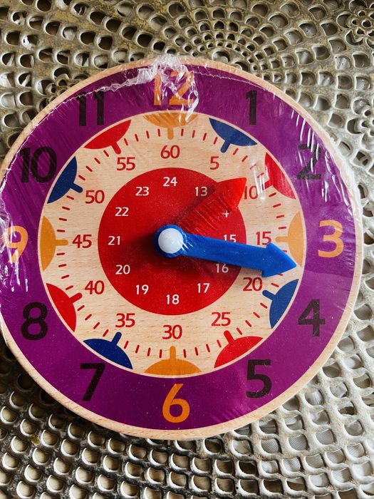 drewniany zegar do nauki  godzin TYLKO RÓZOWY !
