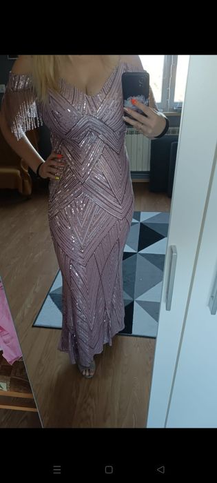 Sukienka imprezowa balowa cekiny długa rozm.L