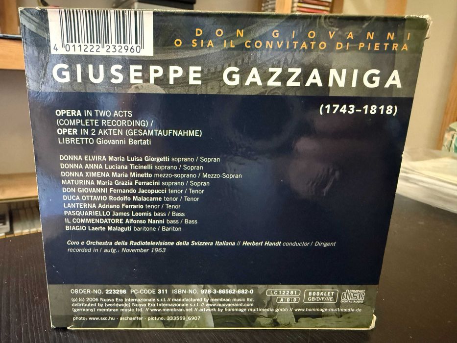 Gazzaniga – Don Giovanni – Giorgetti, Ticinelli, Minetto – H Handt