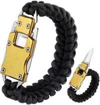 NÓŻ Bransoletka Paracord SURVIVAL Transformers CZARNO-ZŁOTA