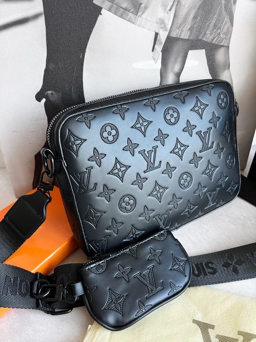 Сумка чоловіча чорна Louis Vuitton Duo луи витон 2в1 монетниця мужская