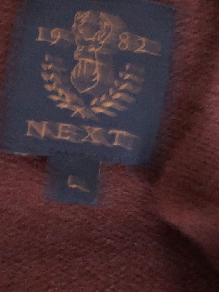 Gruby męski sweter brązowy polo z wełną L