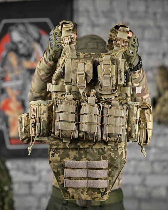 Плитоноска Attack STATIX піксель 8 підсумків повний комплект