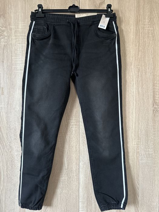 Denim Joggers damskie jeansy joggery czarne+ niebieskie model mom