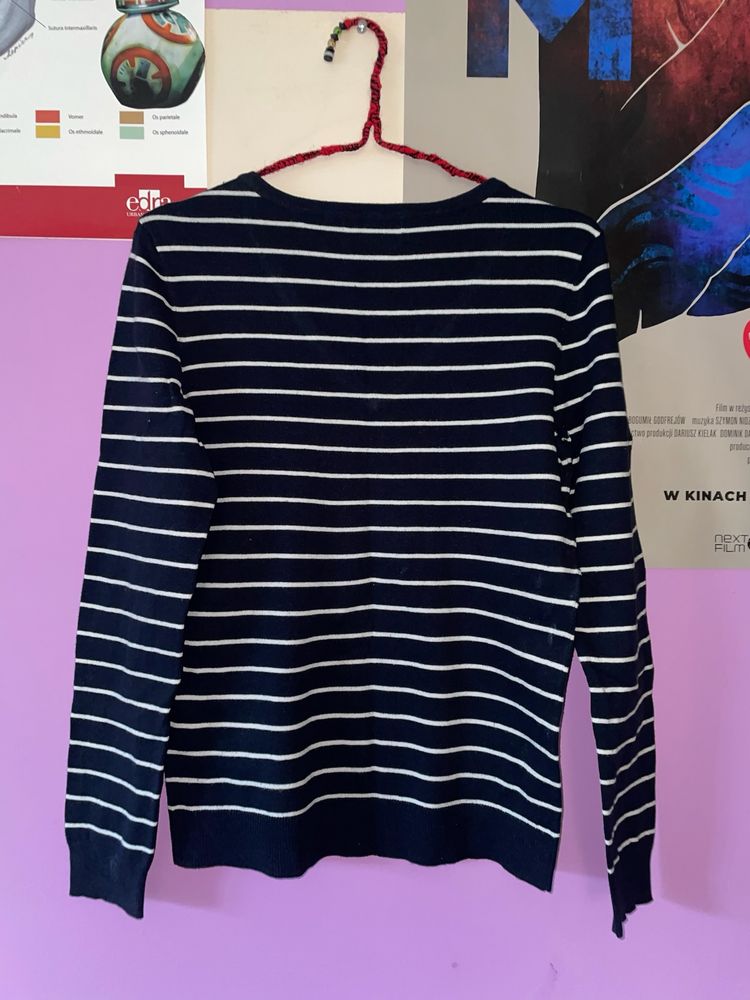 Sweter w paski granatowy grunge nirvana kurt cobain vintage aesthetic
