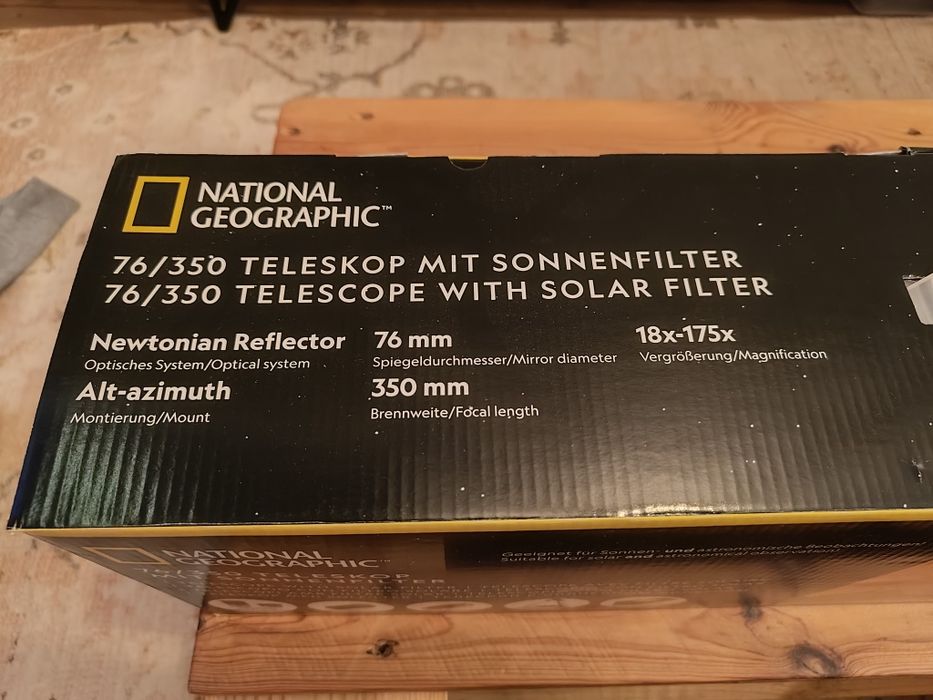 Telescópio National Geographic N 76/350 Solar AZ
Telescopio N 76/350 S