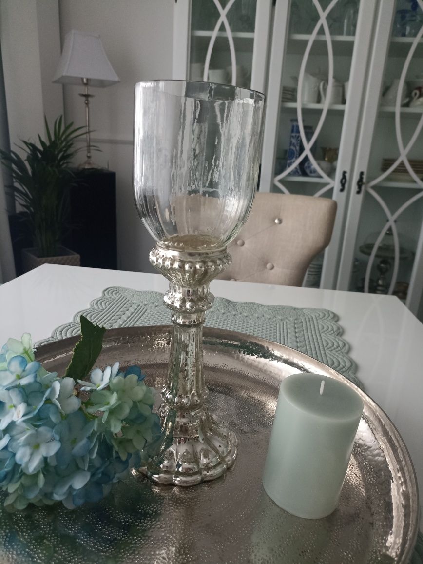 Piękna duża taca glamour srebrna metal jak Belldeco