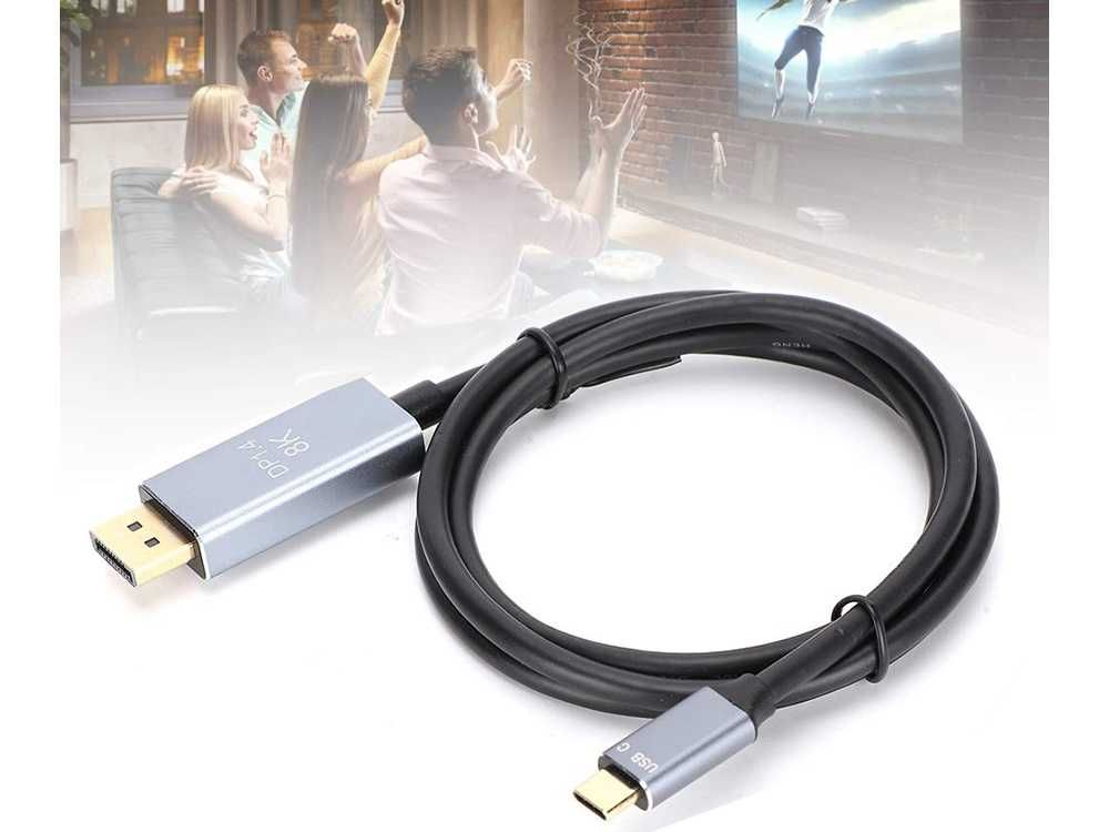 Kabel przewód displayport usb typ-c 1.4 video audio 8k 4k 2k 1,8m