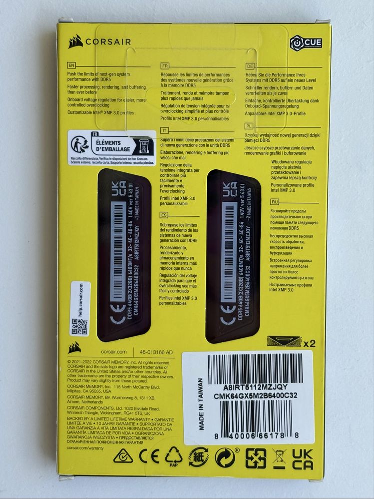Pamięć RAM Corsair Vengeance DDR5 64GB (2x32GB) 6400MHz