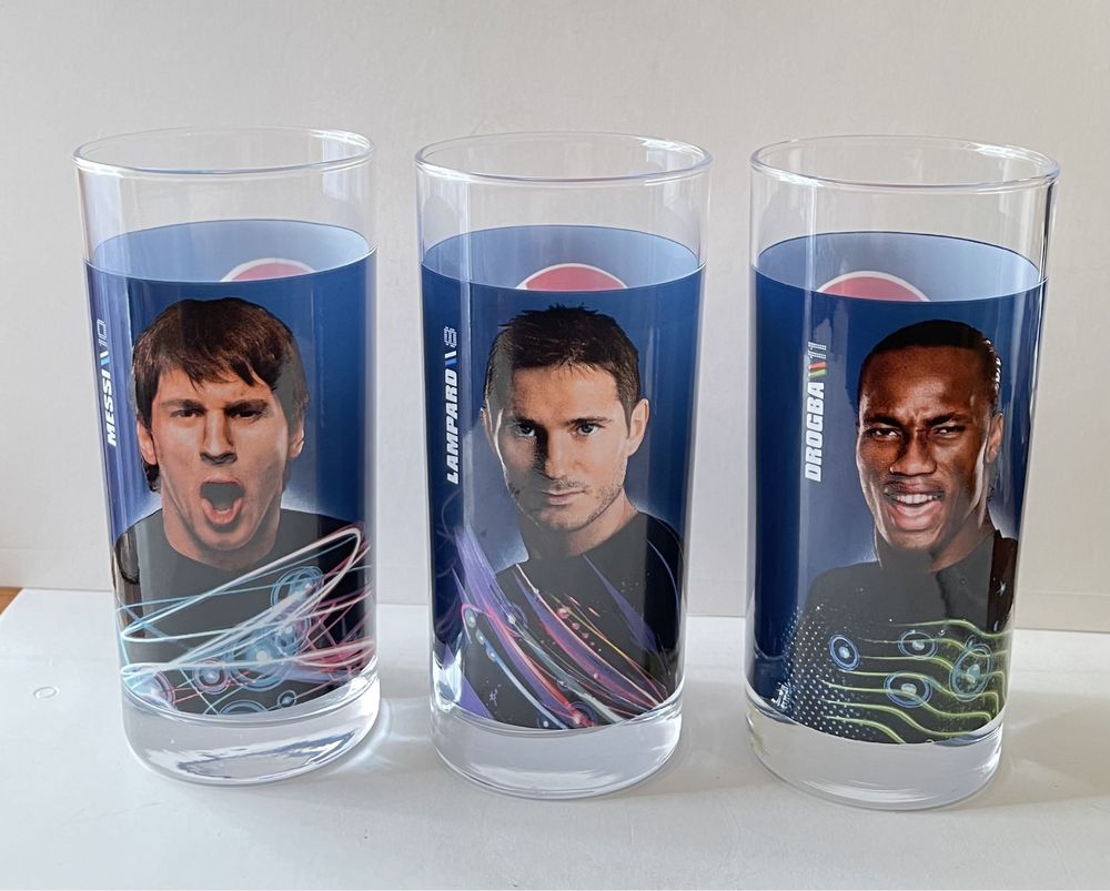 Szklanki kolekcjonerskie Pepsi Messi Lampard Drogba