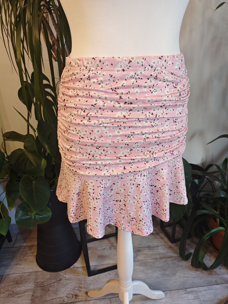 Spódnica różowa w kwiaty retro vintage lata 90