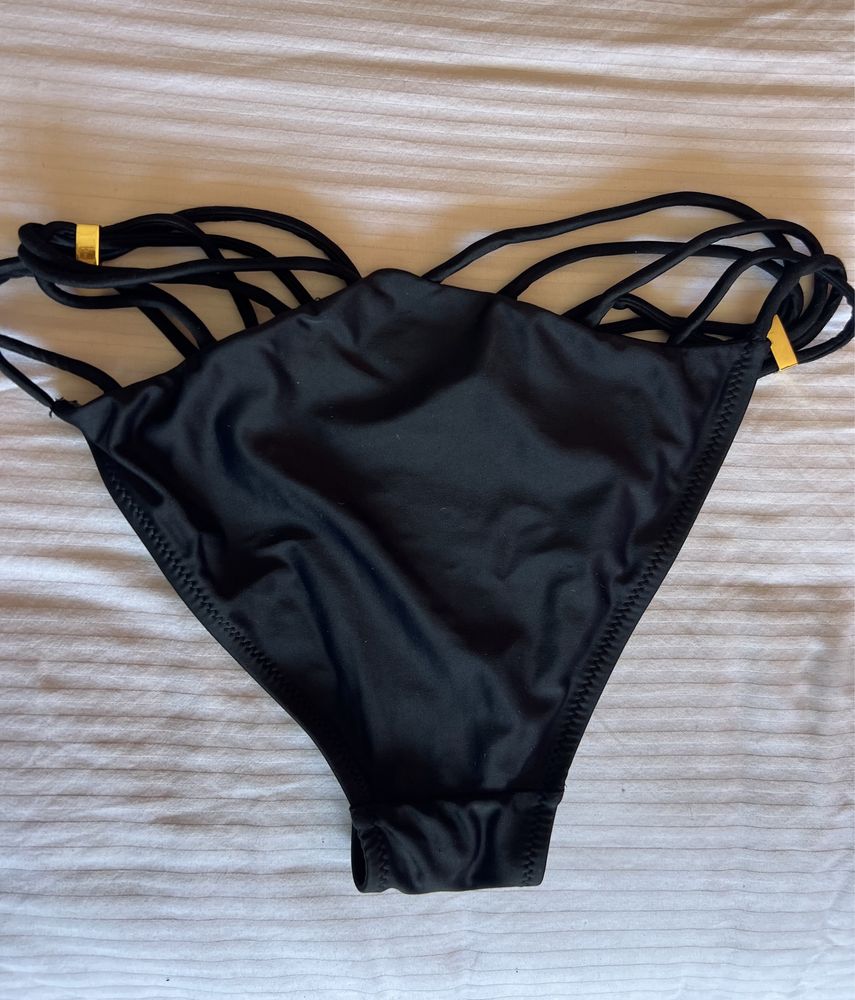 Parte baixo bikini tanga preto com pormenor lateral