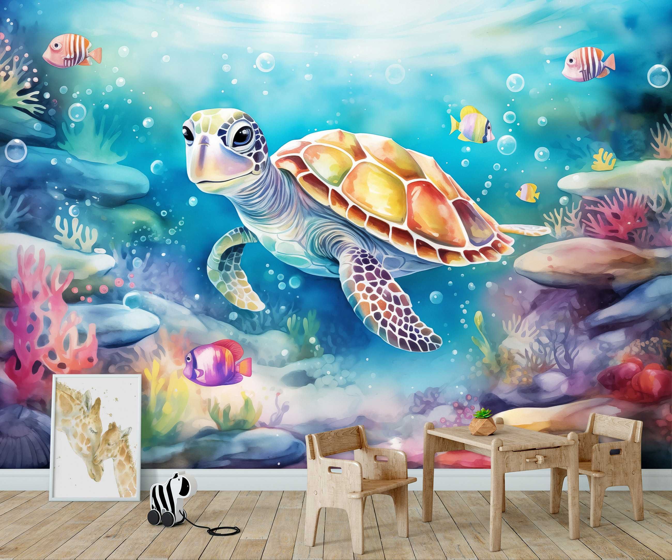 Fototapeta Dla Dzieci Żółw Zwierzęta Woda Ocean 3D Twój Rozmiar + KLEJ