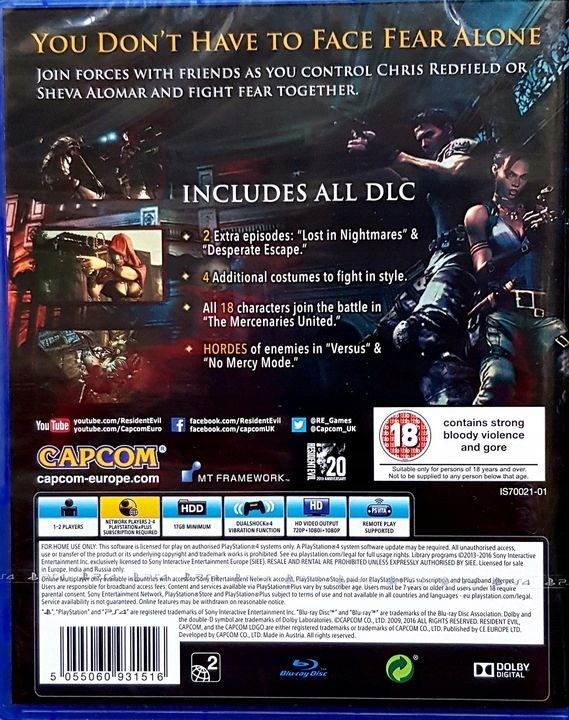 Resident Evil 5 V Dodatkowe Mapy Gra na PS4