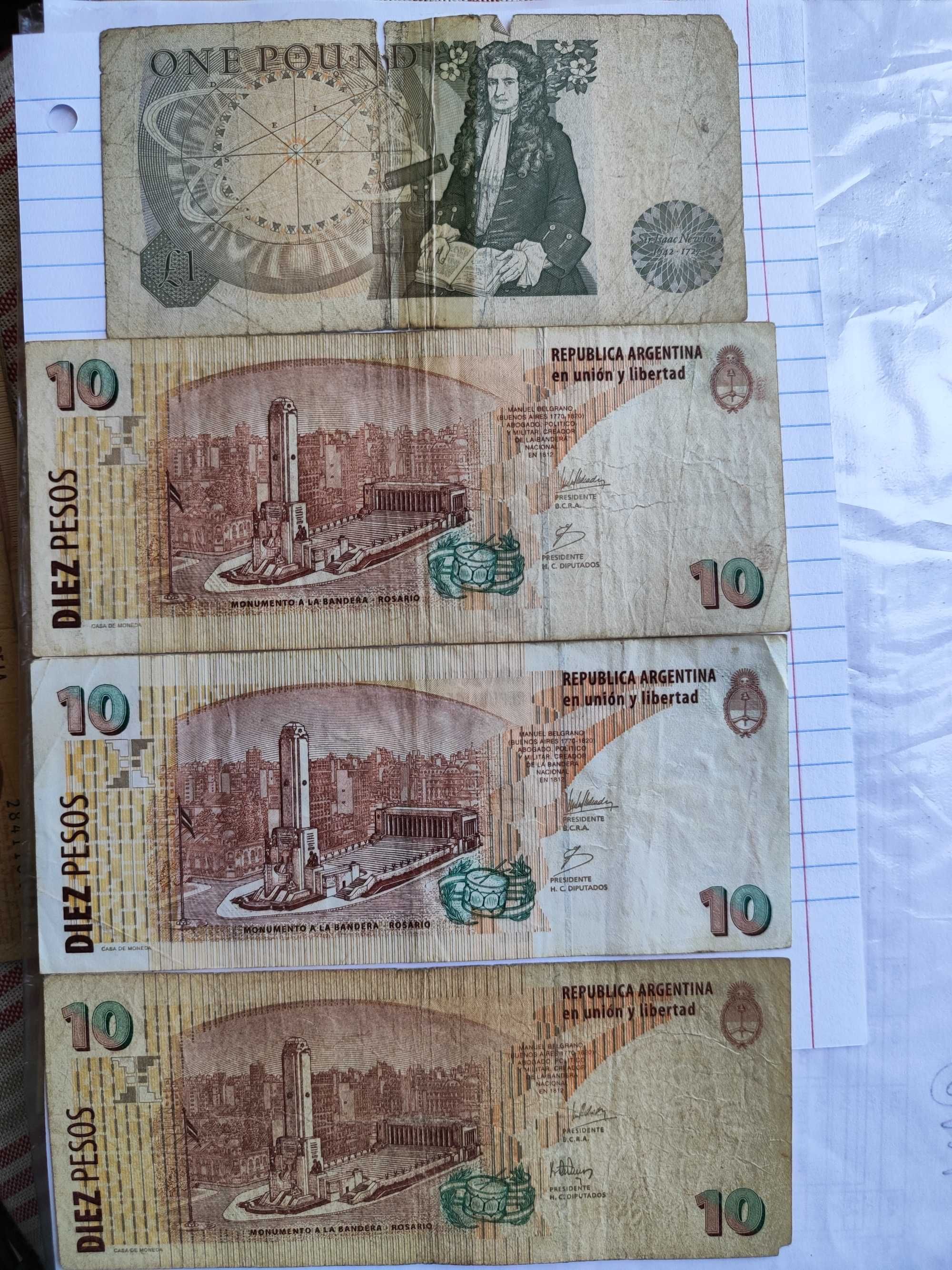 Várias notas para venda individual por 1€ - Diversos países
