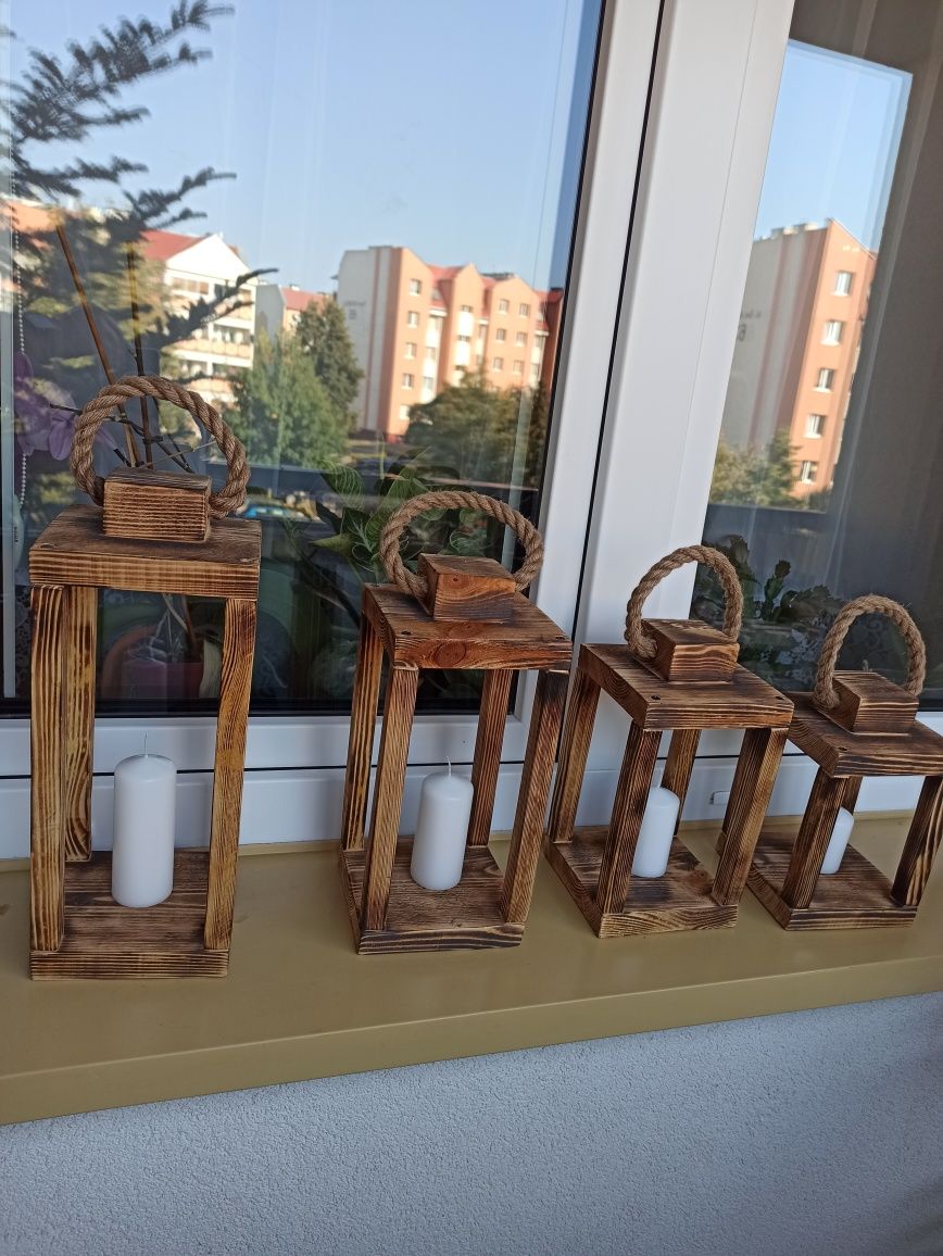 Lampiony drewniane Handmade