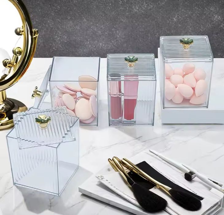 Mały przeźroczysty organizer akrylowy pojemnik z pokrywką