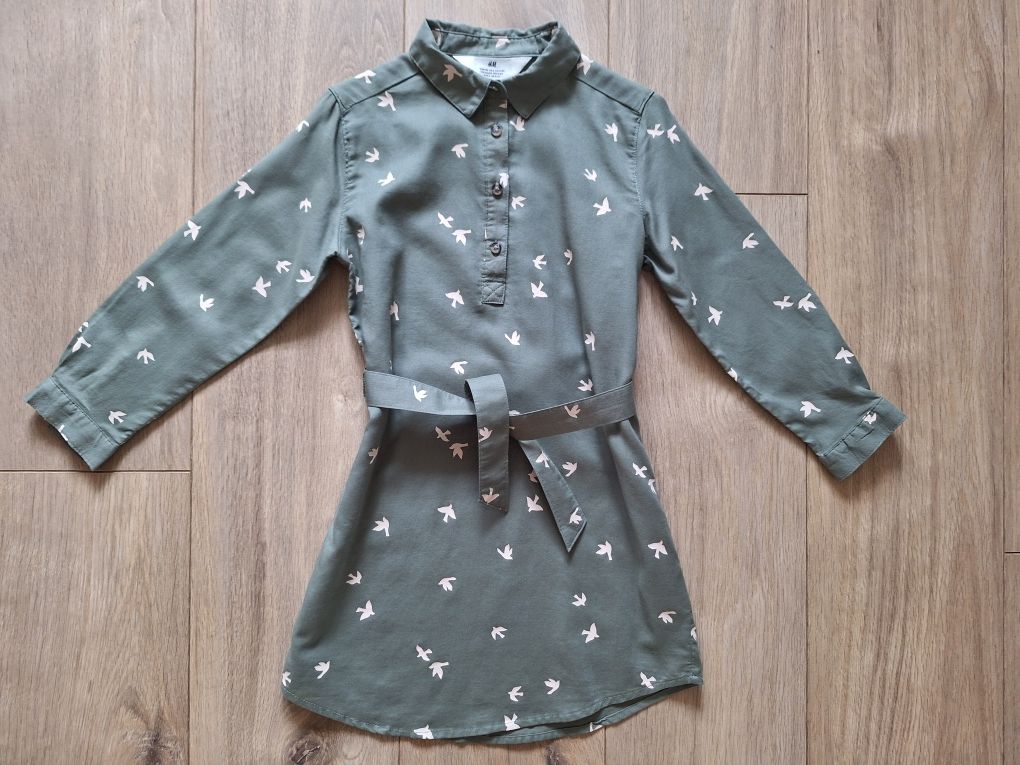 Sukienka szmizjerka tunika H&M  116 khaki