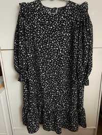 Sukienka damska elegancka czarna w panterkę, rozmiar XL-XXL(42-44)