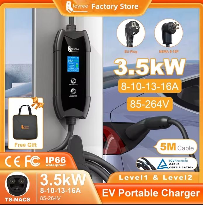 Зарядний пристрій Tesla NACS 16A 3,5kw 5M