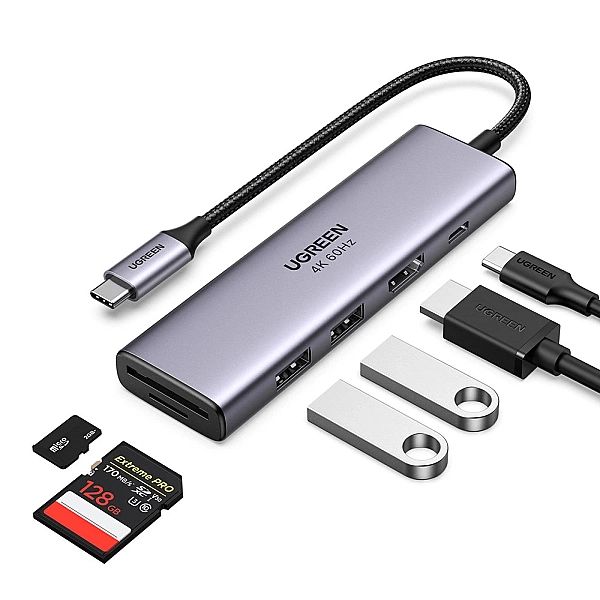 Ugreen 6w1 wielofunkcyjny HUB USB Typ C - 2x USB 3.2 Gen 1 / HDMI 4K 6