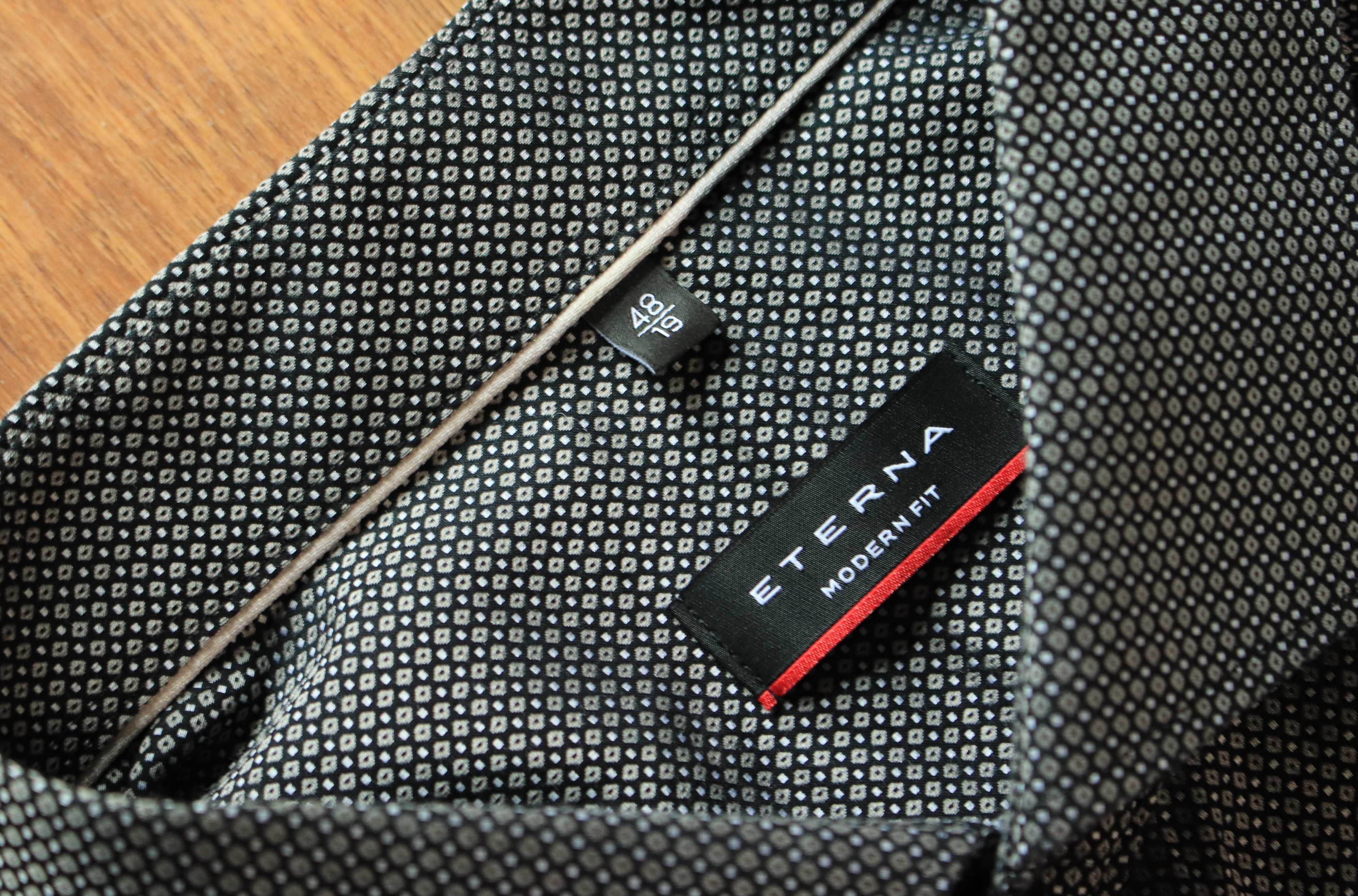 Koszula Eterna szara r. 48 modern fit bawełniana męska dł. rękaw wzór