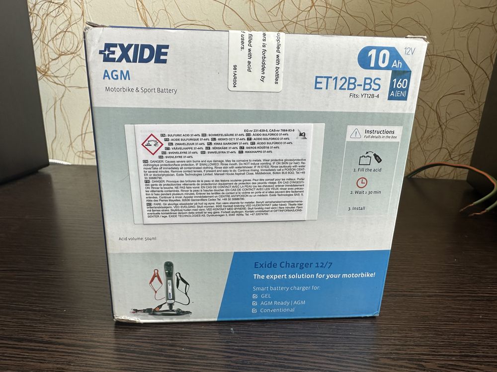 Мото акумулятор Exide ET12B-BS новий, не відкривався