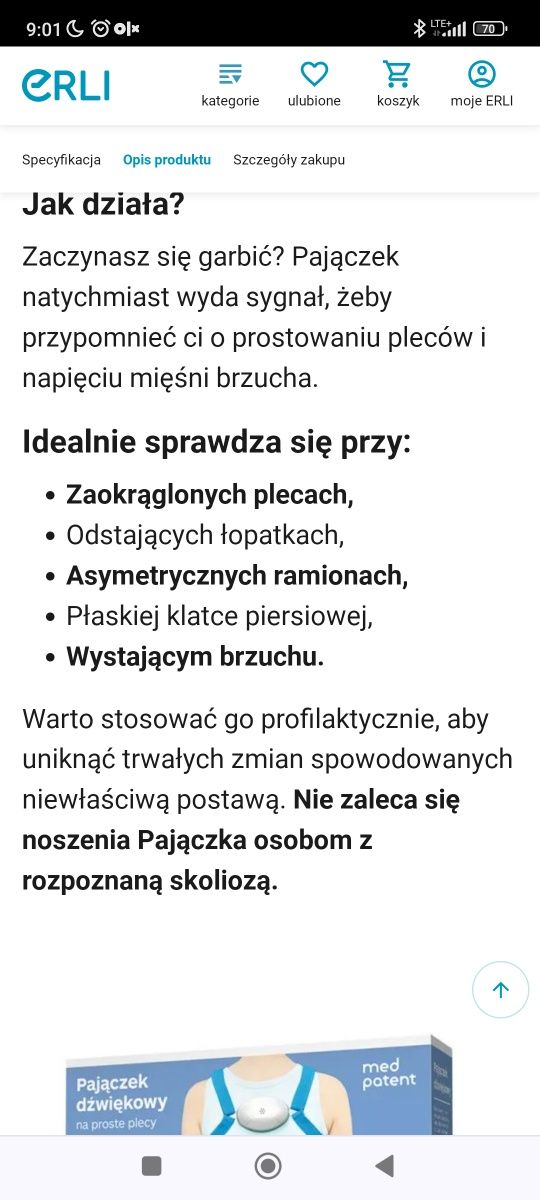 Pajączek dźwiękowy na proste plecy Med-Patent