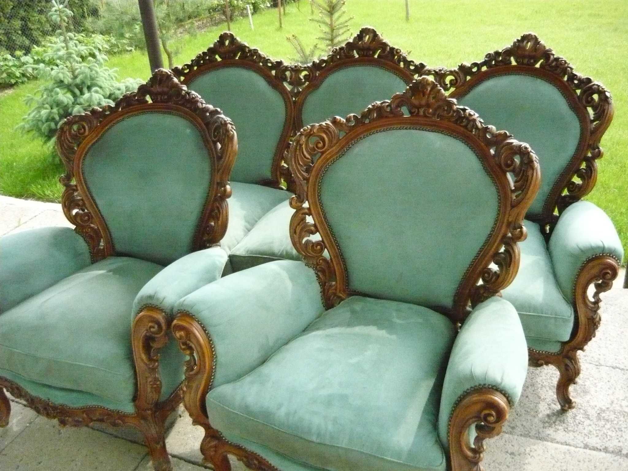 barokowy wypoczynek sofa i dwa fotele