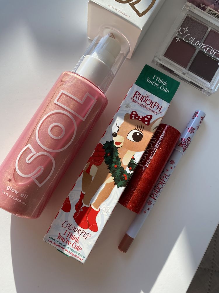 Zestaw kosmetyków colourpop pomadka olejek do ciała paleta cieni