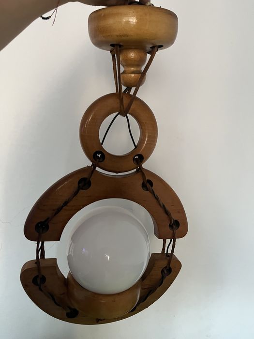 Lampa wisząca drewniana PRL