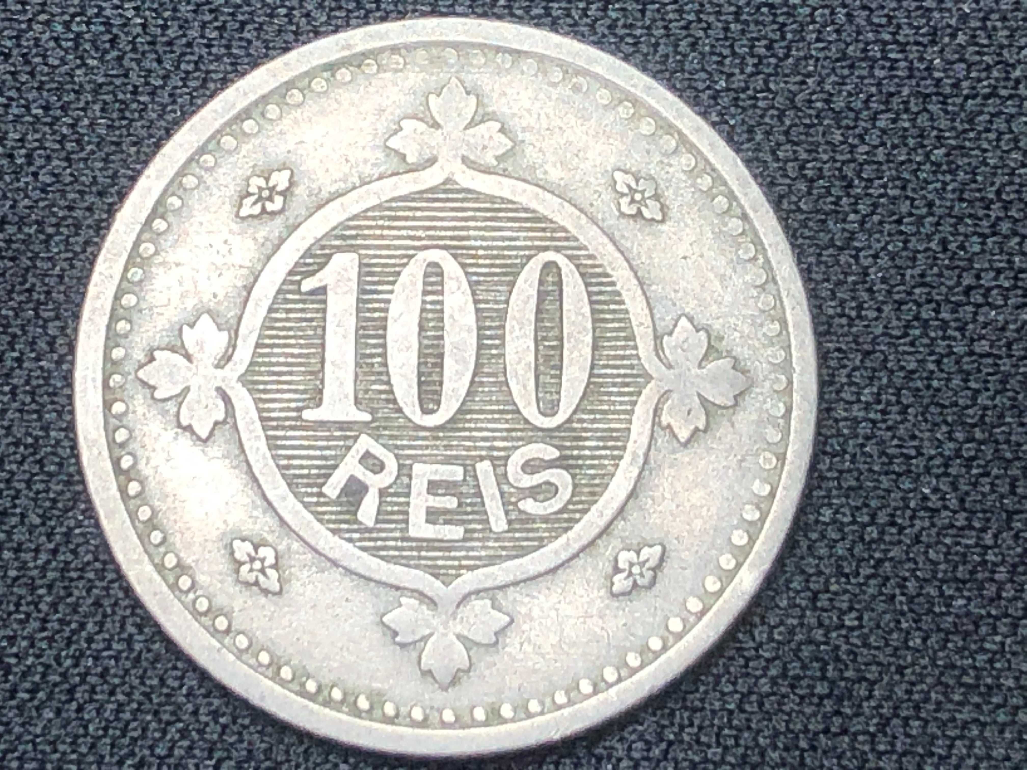 Lote de 2 moedas 100 Reis D Carlos, D Manuel II Prata e niquel
