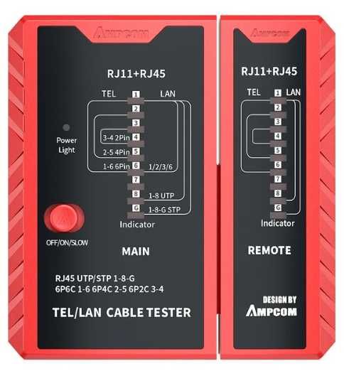 AMPCOM Network Cable Tester, RJ45 Networking Lan