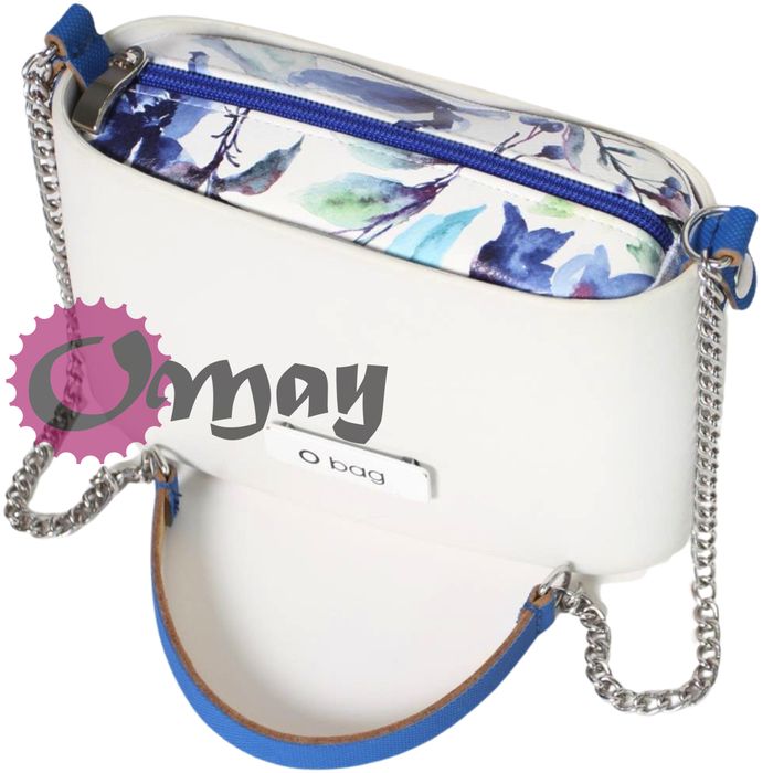 organizer OBAG POCKET eko skóra kwiaty niebieskie 1 kieszeń wkład OMAY